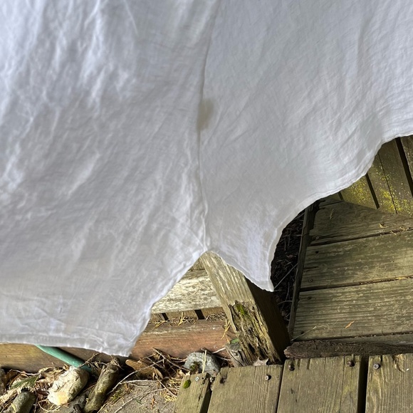 Valentina Naldi 100% Linen White Eyelet Crochet Sleeve Sharkbite Hem Top Sz 1X - Picture 6 of 14